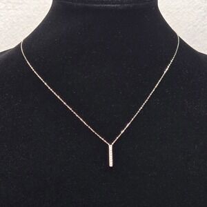 SUN 925 Necklace Sterling Silver Cubic Zirconia Vertical Bar Pendant Jewelry